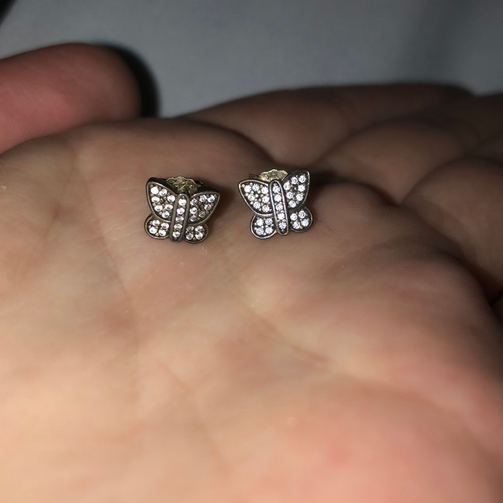 Pandora silver butterfly earrings
